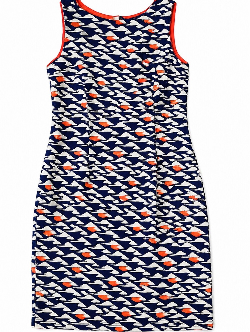London Times Navy White Coral Geometric Print Sleeveless Sheath Dress Size 6